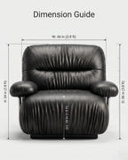 Postmodern Ruched Black Leather Armchair Arris Concepts