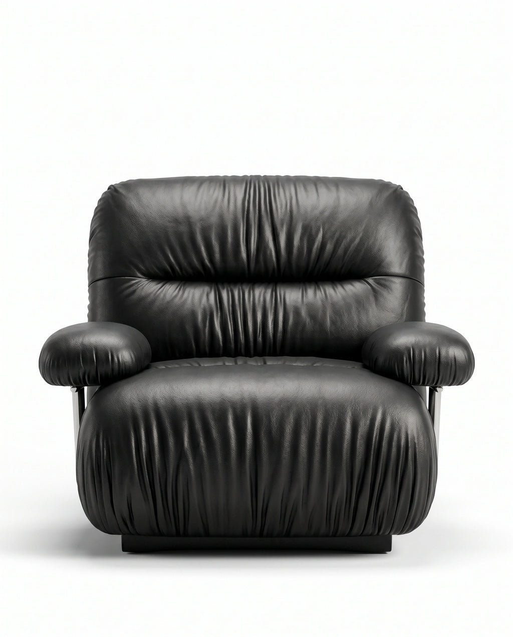 Postmodern Ruched Black Leather Armchair Arris Concepts