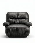 Postmodern Ruched Black Leather Armchair Arris Concepts
