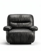 Postmodern Ruched Black Leather Armchair Arris Concepts