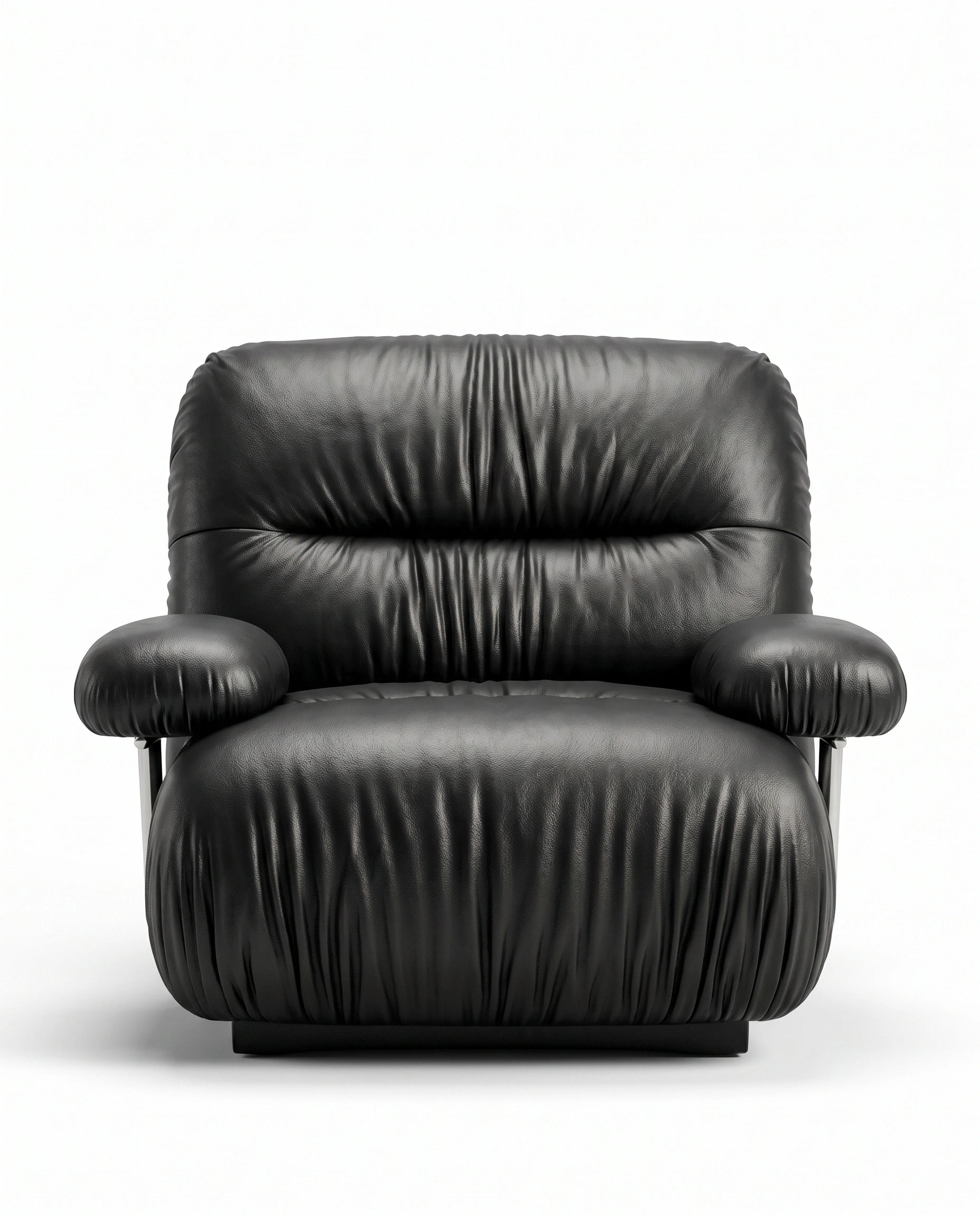 Postmodern Ruched Black Leather Armchair Arris Concepts