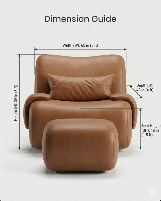 Soft Modern Cognac Leather Lounge Chair & Ottoman Arris Concepts