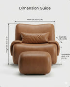 Soft Modern Cognac Leather Lounge Chair & Ottoman Arris Concepts