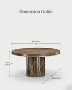 Architectural Walnut & Brass Inlay Round Dining Table Arris Concepts