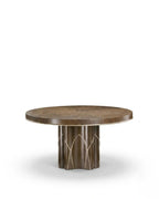 Architectural Walnut & Brass Inlay Round Dining Table Arris Concepts