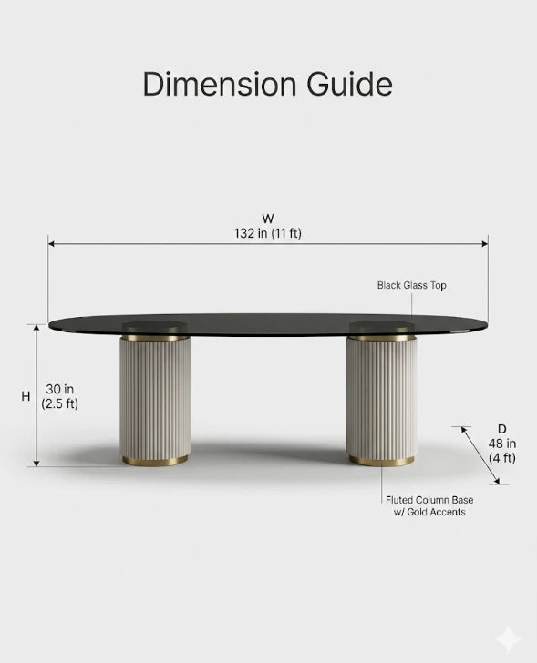 Architectural Fluted Dual-Pedestal 10-Seater Oval Dining Table Arris Concepts
