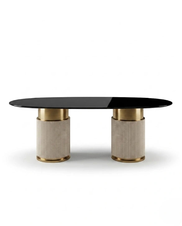 Architectural Fluted Dual-Pedestal 10-Seater Oval Dining Table Arris Concepts