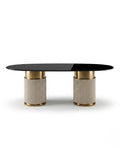 Architectural Fluted Dual-Pedestal 10-Seater Oval Dining Table Arris Concepts