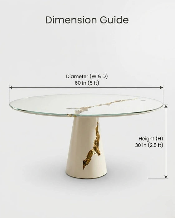Sculptural Kintsugi Gold & Glass 6-Seater Dining Table Arris Concepts