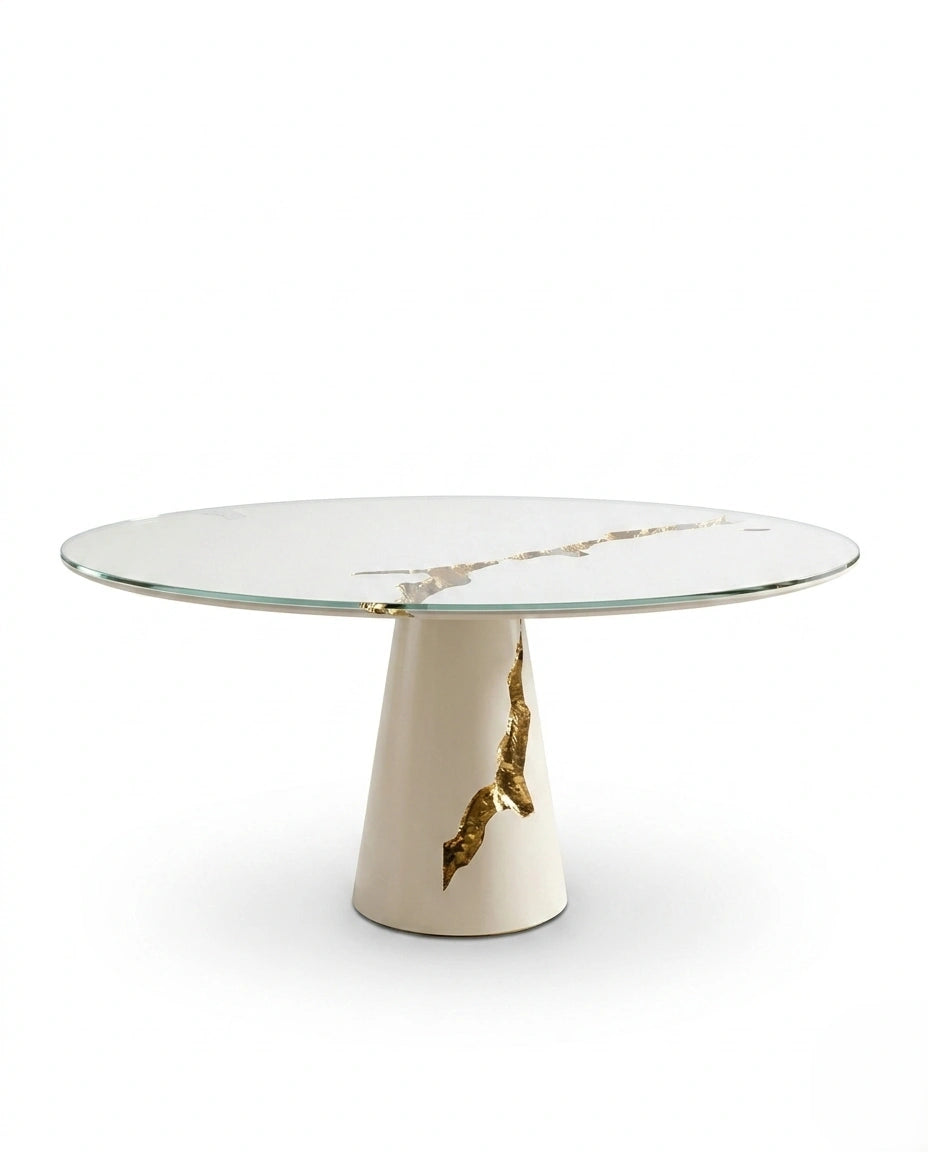 Sculptural Kintsugi Gold & Glass 6-Seater Dining Table Arris Concepts