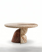 Sculptural Two-Tone Marble Round Dining Table Arris Concepts
