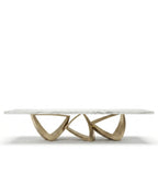 Sculptural Ribbon Gold & Marble 10-Seater Dining Table Arris Concepts