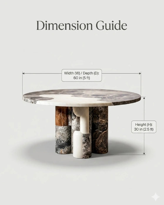 Postmodern Mixed Marble 6-Seater Round Dining Table Arris Concepts