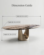 Sculptural Veined Marble Oval Dining Table Arris Concepts