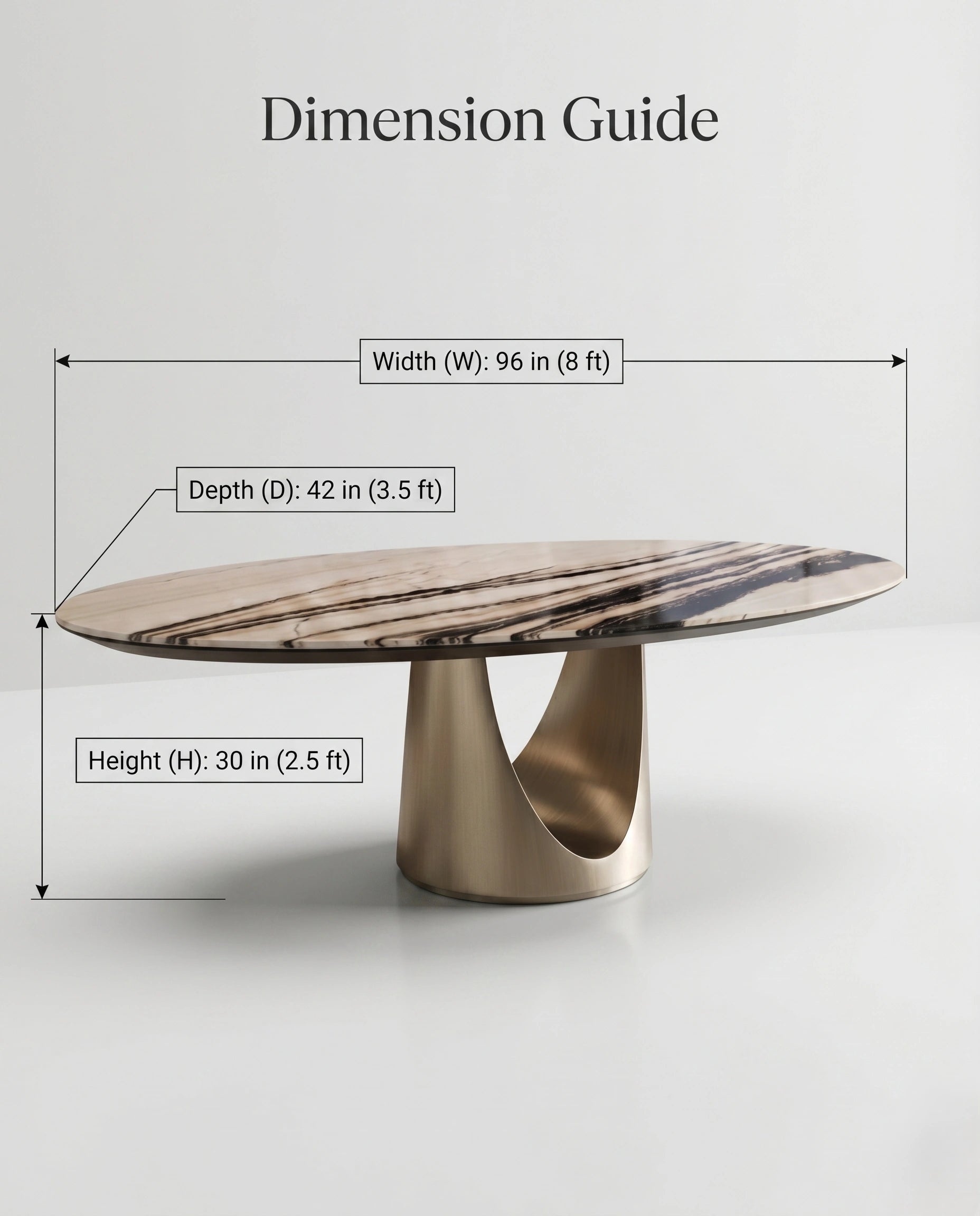 Sculptural Veined Marble Oval Dining Table Arris Concepts