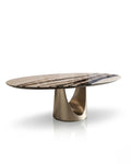 Sculptural Veined Marble Oval Dining Table Arris Concepts