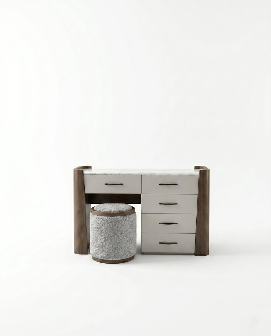 Organic Walnut & Marble Dressing Table Set with LED Mirror Arris Concepts
