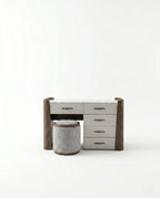 Organic Walnut & Marble Dressing Table Set with LED Mirror Arris Concepts