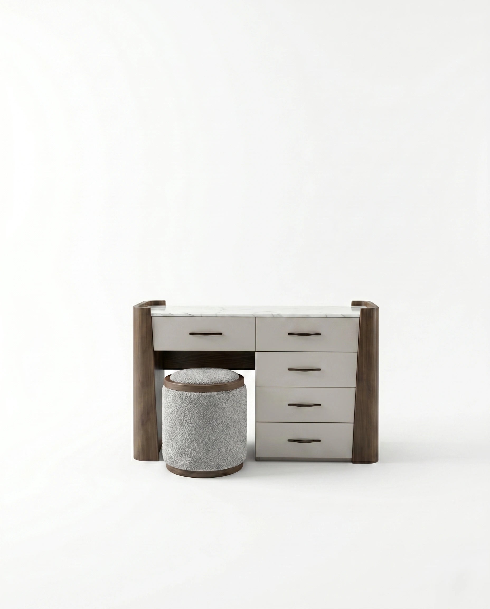 Organic Walnut & Marble Dressing Table Set with LED Mirror Arris Concepts