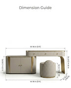 Art Deco Stepped Cream & Gold Dressing Table Set Arris Concepts