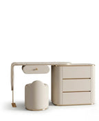 Modern Cream & Gold Asymmetrical Dressing Table Set Arris Concepts