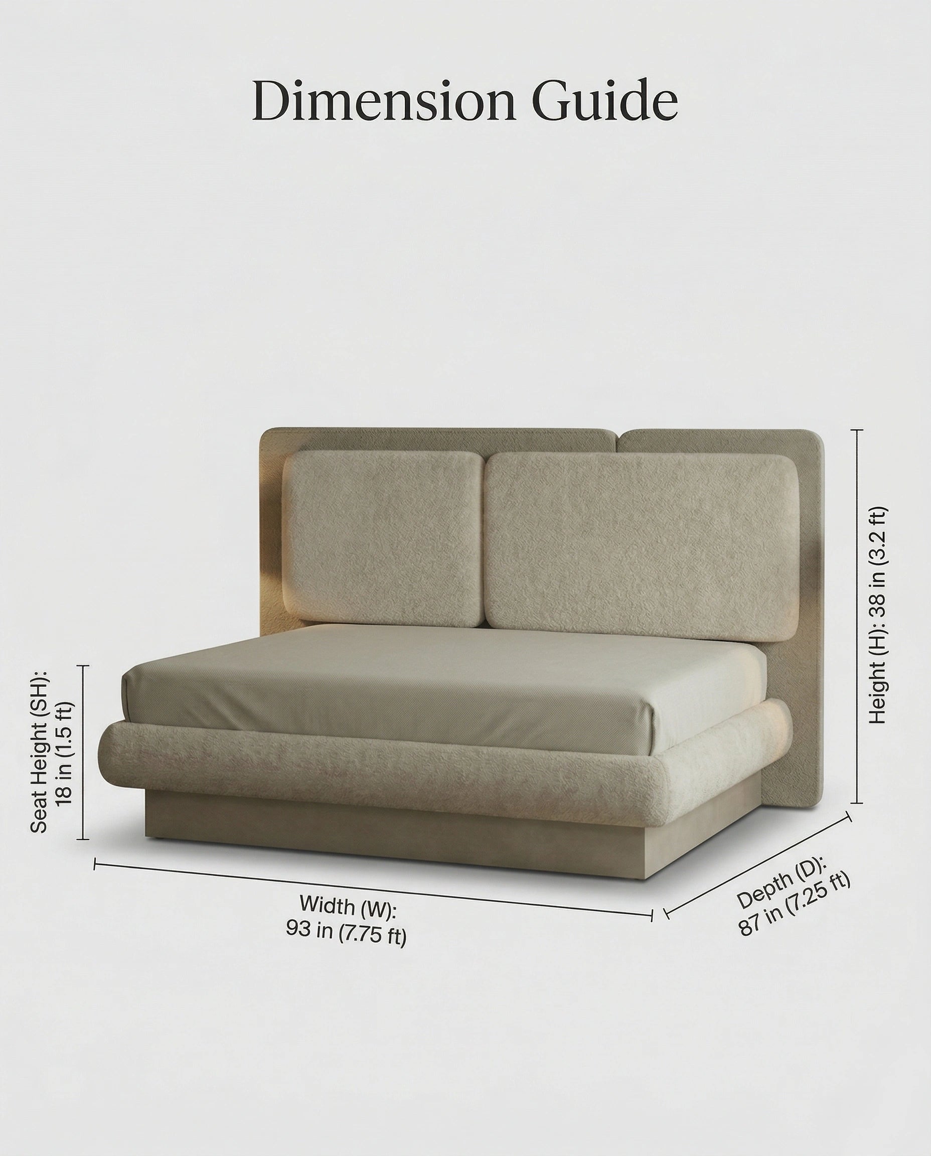 Beautiful premium boucle platform king bed crafted by Arris Concepts Luxury Pvt. Ltd.