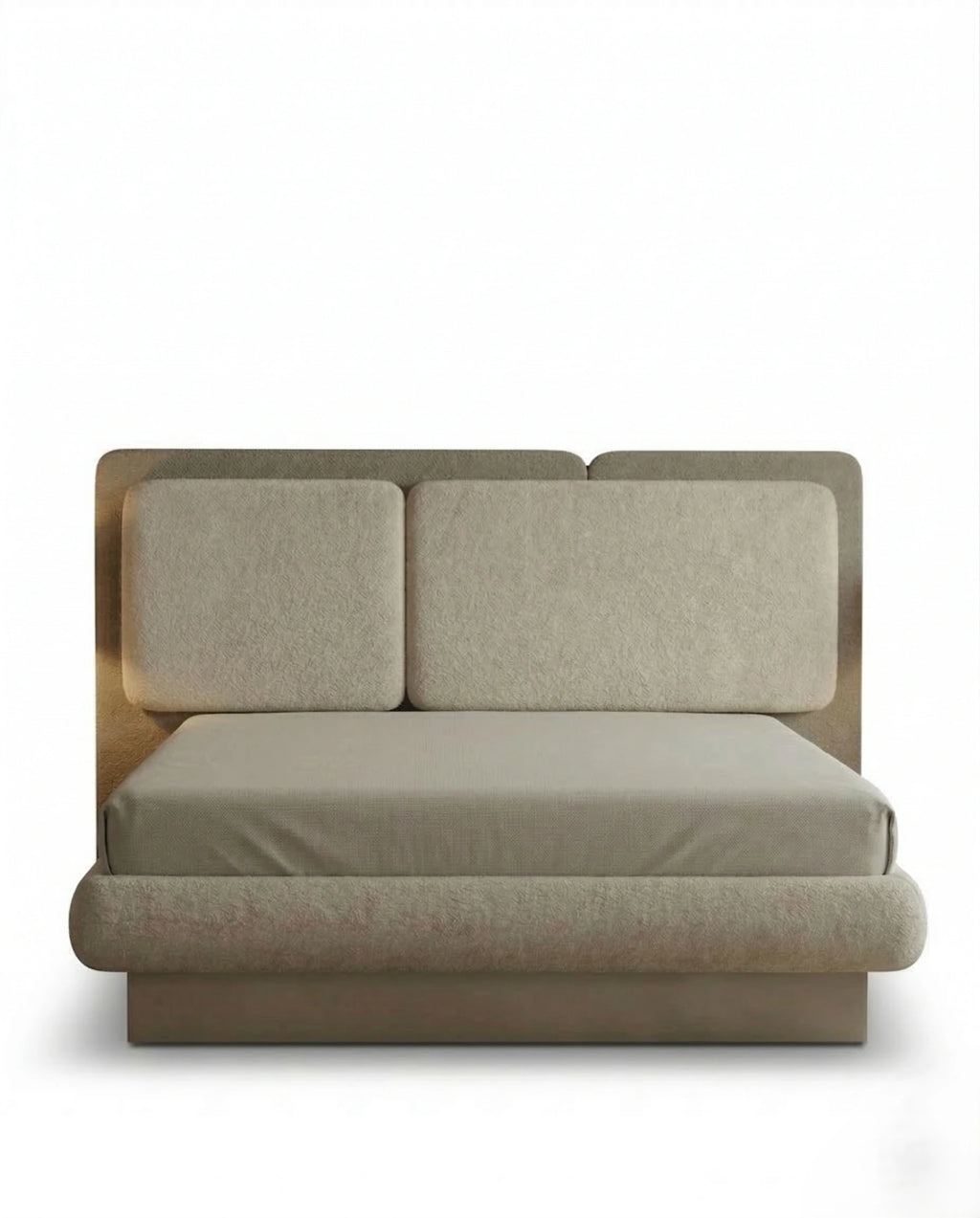 Beautiful premium boucle platform king bed crafted by Arris Concepts Luxury Pvt. Ltd.