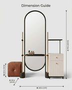 Architectural Freestanding Capsule Mirror Vanity Set Arris Concepts