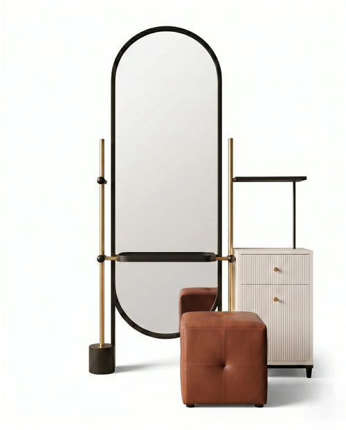 Architectural Freestanding Capsule Mirror Vanity Set Arris Concepts
