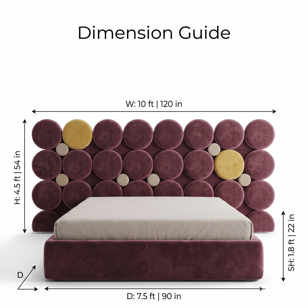 ACL Post-Modern Circular Velvet Panel Platform Bed Arris Concepts