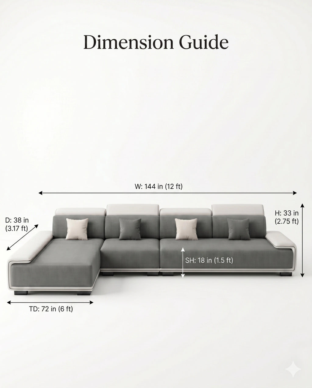 Modern Two-Tone Grey & White Sectional Sofa with Chaise Arris Concepts