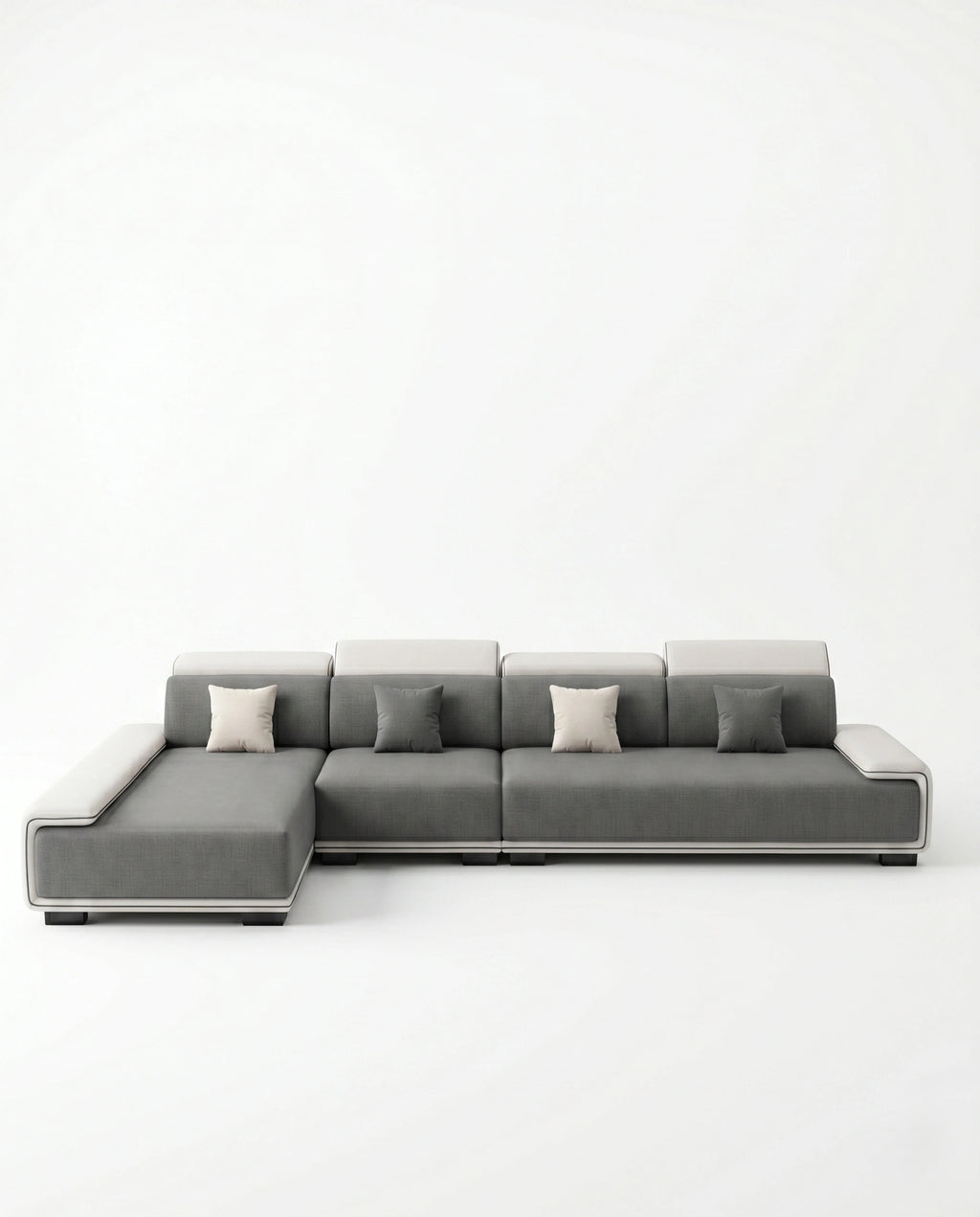 Modern Two-Tone Grey & White Sectional Sofa with Chaise Arris Concepts