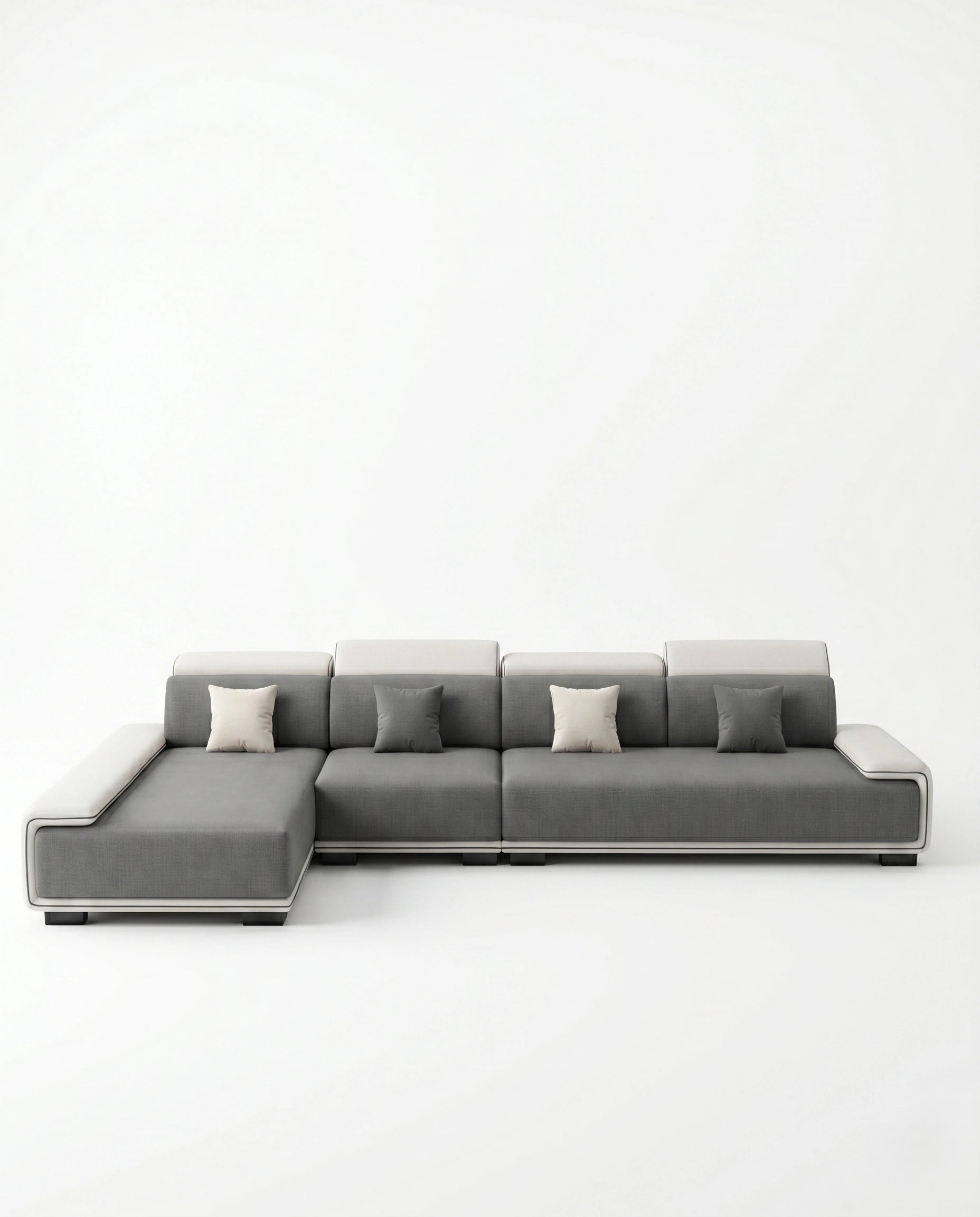 Modern Two-Tone Grey & White Sectional Sofa with Chaise Arris Concepts
