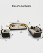 Modern Diamond Tufted Two-Tone 3-Piece Sofa Set Arris Concepts