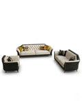 Modern Diamond Tufted Two-Tone 3-Piece Sofa Set Arris Concepts