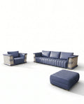 Art Deco Navy & Quilted Cream 3-Piece Sofa Set Arris Concepts