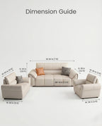 Contemporary Cream Leather 3-Piece Sofa Set Arris Concepts