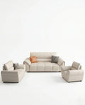 Contemporary Cream Leather 3-Piece Sofa Set Arris Concepts