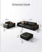Modern Minimalist Black Leather 3-Piece Lounge Set Arris Concepts
