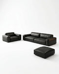 Modern Minimalist Black Leather 3-Piece Lounge Set Arris Concepts