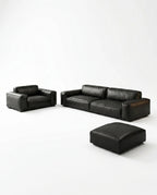 Modern Minimalist Black Leather 3-Piece Lounge Set Arris Concepts