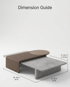 Modern Slatted Walnut & Concrete Asymmetrical Center Table Arris Concepts