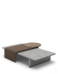 Modern Slatted Walnut & Concrete Asymmetrical Center Table Arris Concepts