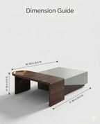 Modern Color-Blocked Walnut & Sage Center Table Arris Concepts
