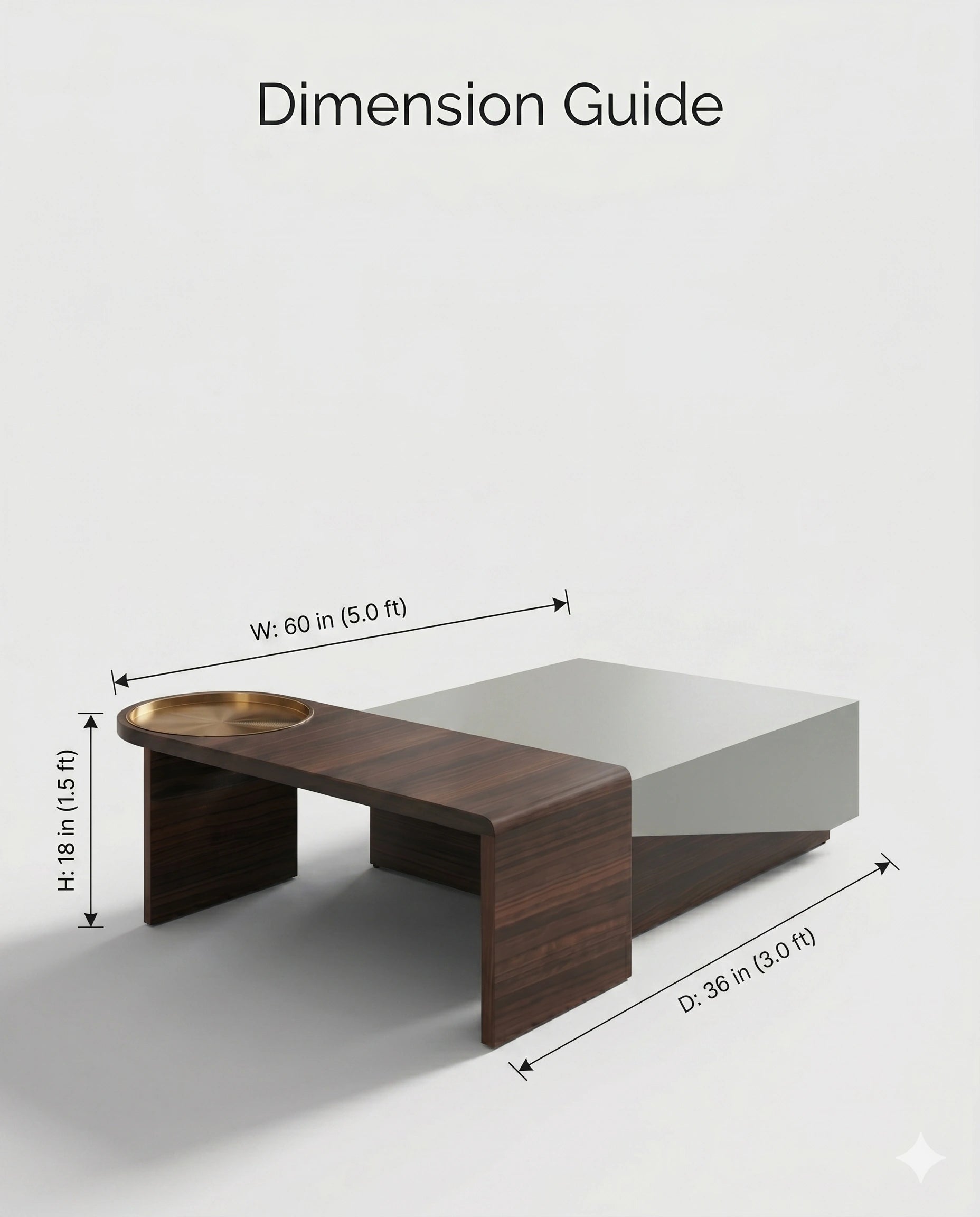 Modern Color-Blocked Walnut & Sage Center Table Arris Concepts
