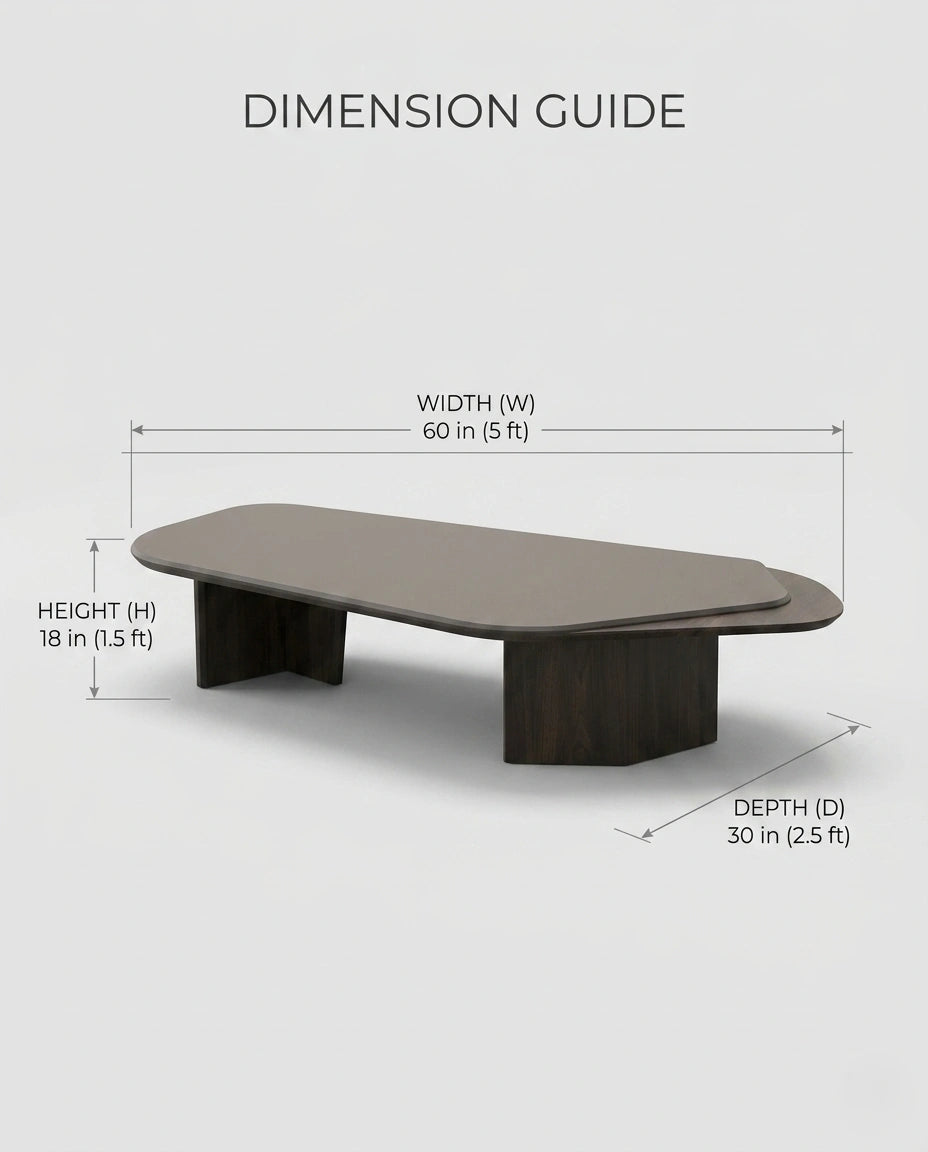 Organic Layered Wood & Taupe Asymmetrical Center Table Arris Concepts