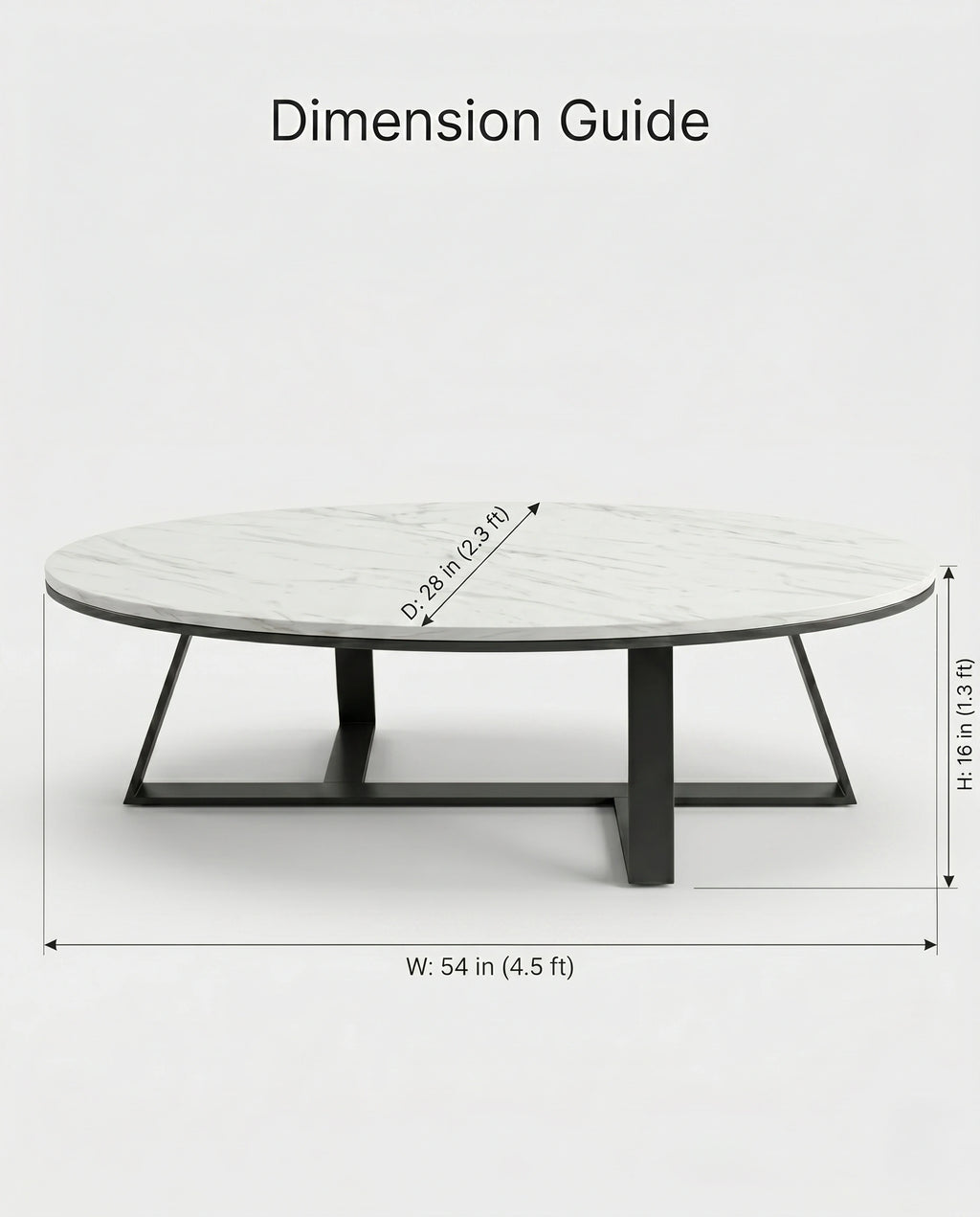Architectural Round White Marble & Black Metal Center Table Arris Concepts