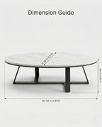 Architectural Round White Marble & Black Metal Center Table Arris Concepts
