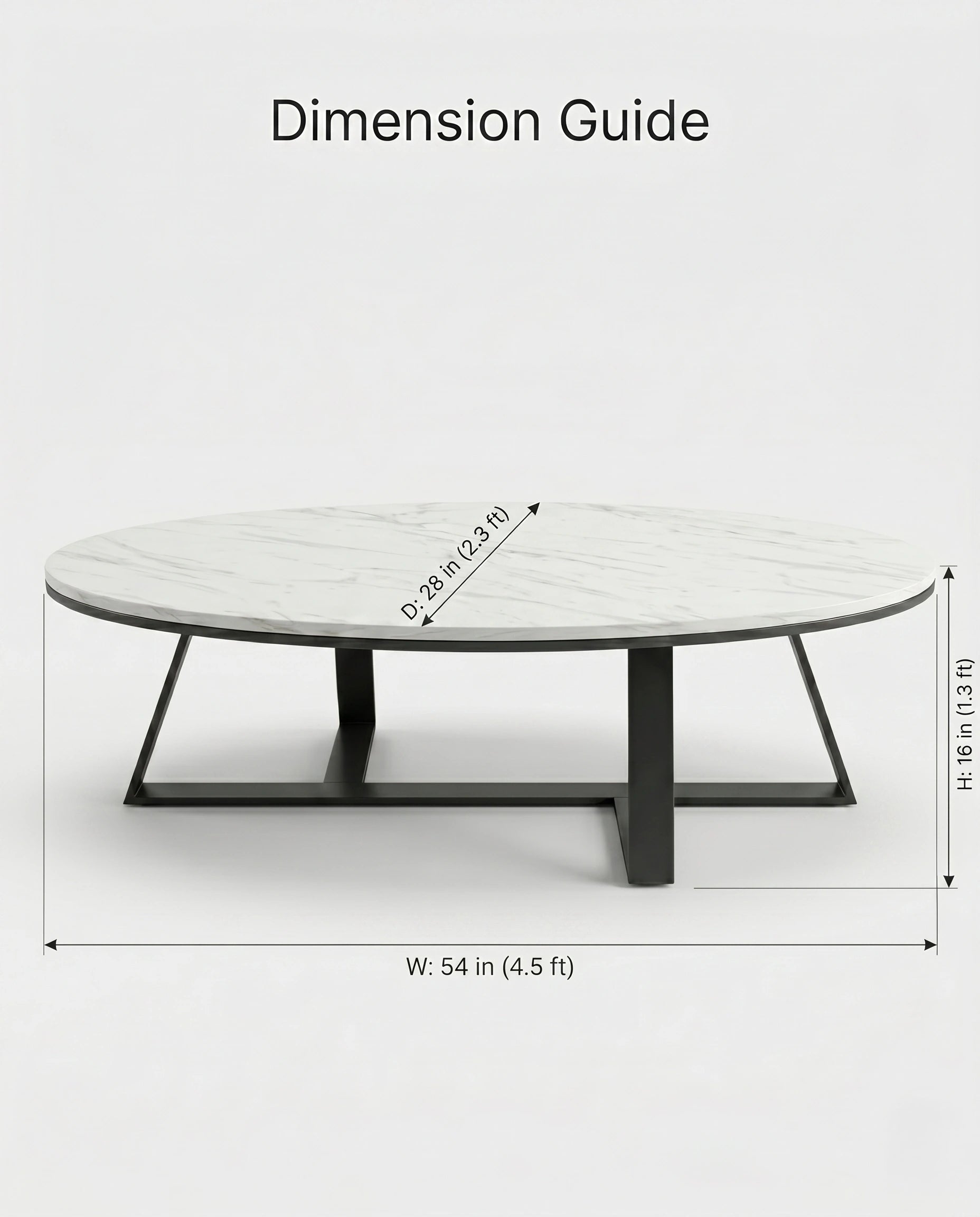 Architectural Round White Marble & Black Metal Center Table Arris Concepts
