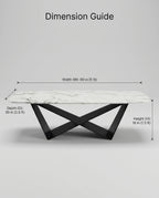 Sculptural X-Base White Marble Center Table Arris Concepts